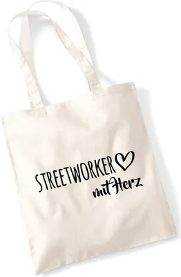 Produktbild von Huuraa Jutebeutel Streetworker mit Herz 10 Liter Natural Baumwolle Tasche Geschenkidee