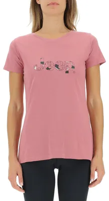 Obrázok produktu pre Dámske tričko značky JEEP, model O102612-P490, s botanickým vzorom, farba: jemná ružová (dusty rose), veľkosť: XS