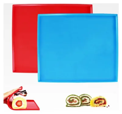 Produktbild von 2 Stück Silikon Backblech Rollmatte, Antihaftbeschichtet, Rutschfest, 31 x 26 cm