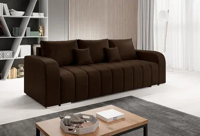Produktbild von Easy4You Schlafsofa Pufetto - 245 cm - Velour Braun - 3 Sitzer Sofa - Bettzeugbehälter - Couch mit Schlaffunktion - Stoff: MANILA 04