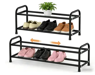 Immagine prodotto di Scaffale per scarpe, 2 ripiani regolabili, da 42 a 78 cm, per 4-8 paia di scarpe