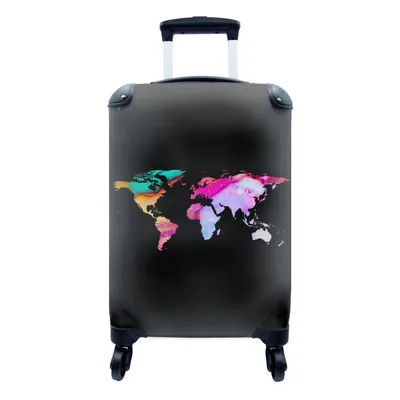 Produktbild von MuchoWow® Koffer Handgepäck Trolley Rollkoffer Kleine Reisekoffer mit 4 Rollen - Weltkarte - Regenbogen - Farbe - Cabin Size < 55x40x23 cm & 55x40x20 cm - Fotokoffer - Kabinenkoffer - Boardgepäck - Reise-Box - Reisekoffer - Reisegepäck - Koffer mit Bild - Trolley für Kinder