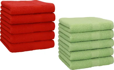 Produktbild von Betz 10 Stück Seiftücher 30x30 cm PREMIUM 100% Baumwolle Farbe: rot und apfelgrün