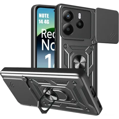Image de Coque pour Xiaomi Redmi Note 14 4G, Noir Protection Renforcée Antichoc Cache Caméra Anti-Rayures Rigide