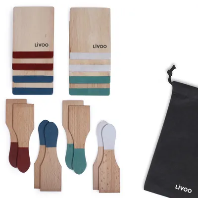 Produktbild von LIVOO Raclette-Zubehör 8 Personen Schaber Untersetzer Holz bunt MEN391