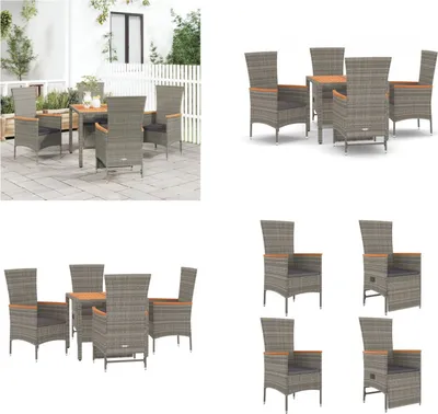Image de vidaXL 5 pcs. Salon de jardin avec coussins Gris Poly Rotin - Salon de jardin - Salon de jardin - Salon Terrasse