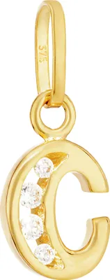 Produktbild von NKlaus Buchstabe C Kettenanhänger klein 375 Gelb Gold 9 Karat 11x7mm Alphabet Zirkonia weiß 13380