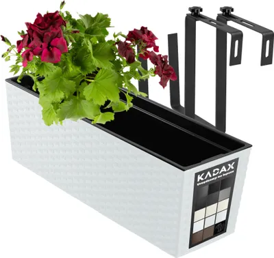 Zdjęcie produktu dla KADAX Doniczka Skrzynka Balkonowa Uchwyty 19x56cm Biała