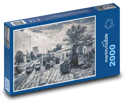 Obrázok produktu pre Puzzle 2000 Železničná stanica - vlaky, koľaje - martinpuzzle