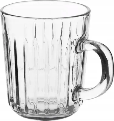 Produktbild von Venus 230 ml gestreifter Glasbecher mit Kaffee- und Teehalter