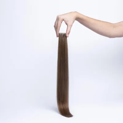Image de Extensions adhésives chaarmant Classic Cheveux naturels 55 cm 50 g – Extension de cheveux n° 6 Châtain clair