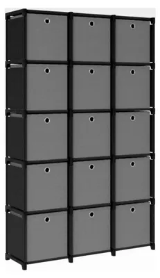 Produktbild von Würfel-Ausstellungsregal mit Boxen, schwarz, 103 x 30 x 175,5 cm, Stoff