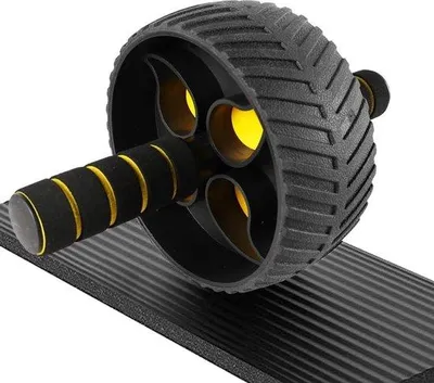 Produktbild von Famanu Bauchtrainer mit 4 Rollen für effektives Bauchmuskeltraining - inklusive Kniekissen