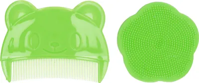 Productafbeelding van 2 stuks babyhoofdhuidborstelset, zachte, sensorische siliconenborstels voor een comfortabele badervaring voor pasgeborenen, kleur: groen