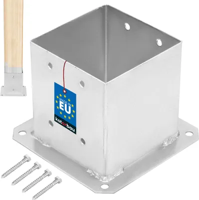 Produktbild von KOTARBAU® Aufschraubhülse 140 x 140 mm Vierkantholzpfosten Pfosten Bodenhülse Zaunträger Hülse Bodenplatte Pfostenträger Anker Feuerverzinkt