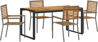 Immagine prodotto di vidaXL Set da pranzo da giardino 5 pezzi grigio e marrone in polyrattan
