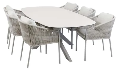Produktbild von 7-teiliges Garten-Set | 6 Elvira-Gartenstühle | Gartentisch Malaga 240 x 115 cm | Camel