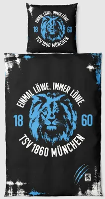 Produktbild von TSV 1860 München Bettwäsche Löwe schwarz 135x200 + 80x80cm