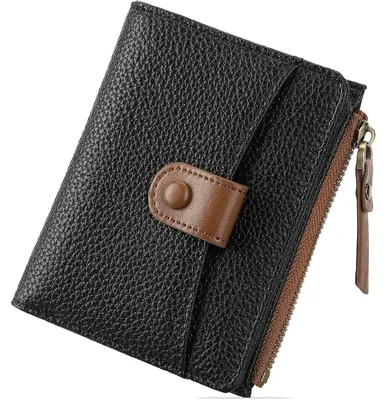 Produktbild von Geldbeutel Damen Klein mit RFID Blockierung, Portemonnaie Mini mit Zipper Münzfach, Schwarz