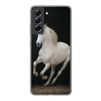 Produktbild von MuchoWow® Handyhülle Schutzhülle Hülle für Samsung Galaxy S21 FE Pferde - Schwarz - Porträt Silikon Softcase Handy Hülle - Mobiltelefonhülle