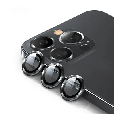 Produktbild von Für Apple iPhone 15 Pro / Pro Max Schutzglas Kamera Linse Hart Glas H9 Schwarz