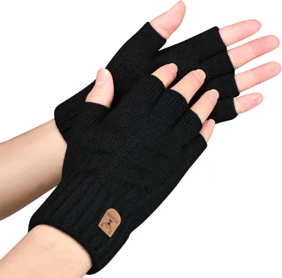 Produktbild von Fingerlose Handschuhe für Herren Damen, Handschuhe ohne Finger Winter Warme Strickhandschuhe Arbeits Autofahren Radfahren Sport