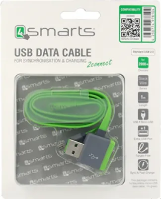 Produktbild von 4smarts StackWire Micro-USB Datenkabel 1m grün