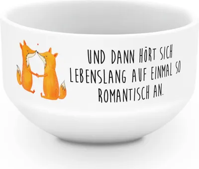 Produktbild von Mr. & Mrs. Panda Müslischale Porzellan Füchse Liebe - Weiß - Geschenk, Händchen Halten, Fuchs, Suppenschüssel, joghurtbowl, Fox, salatschälchen, schale, Schüssel