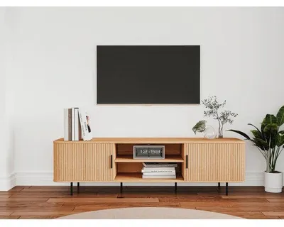 Image de Meuble TV KAJSA - Chene & Noir - 160 x 40 x 45 cm