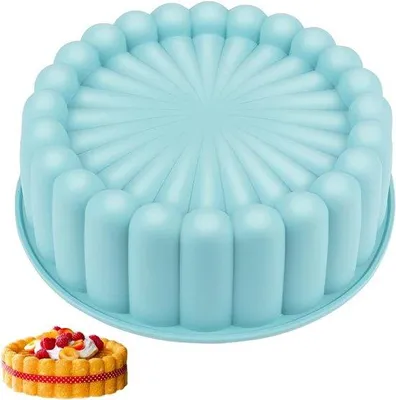 Image de Moule à gâteau en silicone - 8 pouces (20 cm) rond, idéal pour la préparation quotidienne de gâteaux