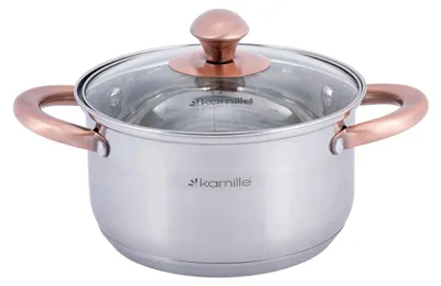 Produktbild von Edelstahl Kochtopf KM-4931 mit Glasdeckel, 2L, Induktion