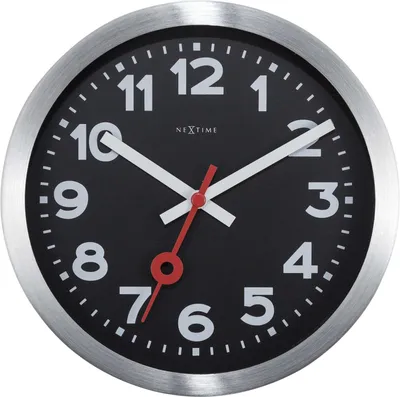 Obrázek produktu pro NeXtime 3998ARZW, Zeď, Hodiny, Kruh, Černá, Stříbrná, Hliník, Klasický