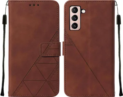 Produktbild von Galaxy S21 5G Hülle, Schlank Prägung Flip Leder Kartenfächer Schutzhülle mit Ständer für Samsung Galaxy S21 5G Braun