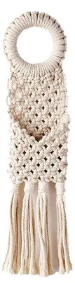 Image de Sac en macramé tissé à la main - Tapis mural blanc - 1 pièce