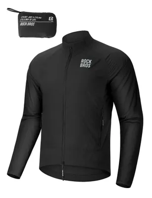 Zdjęcie produktu dla ROCKBROS Kurtka rowerowa Lekka, wiatroodporna kurtka rowerowa Oddychająca Szybkoschnąca Kurtka z kieszeniami Kurtka do biegania dla rowerzystów MTB Outdoor Czarna Rozmiar EU M