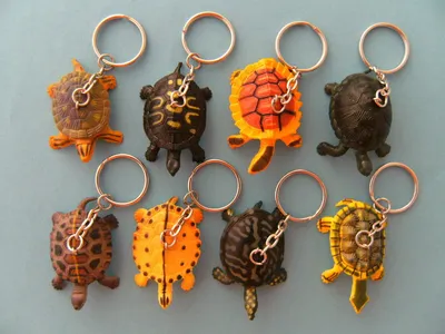 Produktbild von Schildkröten Schlüsselanhänger 8er, 5cm, Mitgebsel Rucksackanhänger Schildkröte