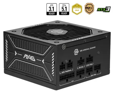 Produktbild von MAG A650GLS PCIE5 (schwarz, 1x 12-Pin High Power GPU, 2x PCIe, Kabelmanagement, 650 Watt)