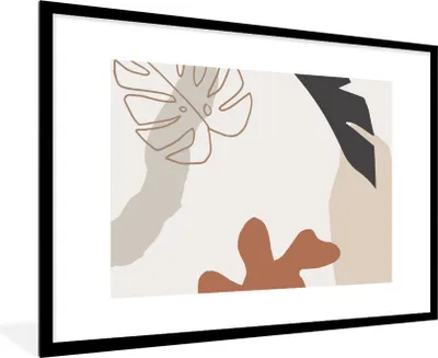 Produktbild von MuchoWow® Gerahmtes Poster Sommer - Blätter - Weiß 90x60 cm - Poster mit Schwarzem Bilderrahmen Wandposter Rahmen Foto Bilder - Wanddekoration - Fotos