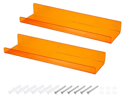 2 Acryl-Schwebregale 38 cm Orange für Wohnzimmer