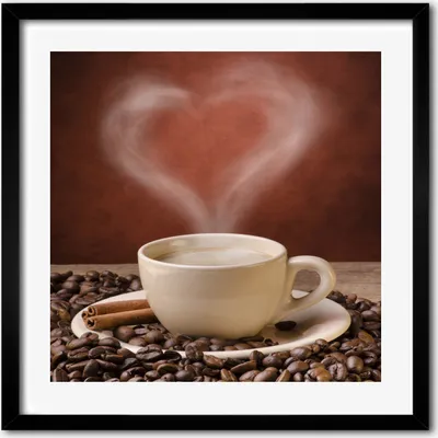 Produktbild von Bild - 50 cm x 50 cm - MDF - Rahmen, Wandkunst - Aromatischer Kaffee