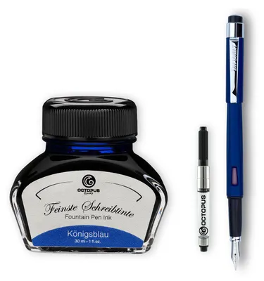 Produktbild von Füllfederhalter Diplomat Magnum Indigo Blau mit Schreibtinte und Tintenkonverter, Stärke M