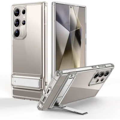 Obrázek produktu pro Pouzdro se stojánkem pro Samsung Galaxy S24 Ultra, odolné proti pádům dle vojenských standardů, 3 režimy stojanu, průhledné
