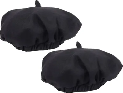 Zdjęcie produktu dla COM-FOUR® 2x beret czarny, do noszenia na co dzień, karnawał, przebieranki, Halloween i imprezy tematyczne, uniwersalny beret, świetny dodatek modowy lub kostium