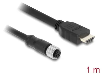 Obrázok produktu pre DELOCK M12 Kabel A-kodiert 17Pin Buchse zu HDMI Stecker 1m
