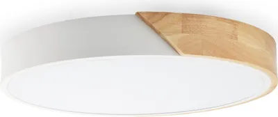 Immagine prodotto di Plafoniera LED rotonda "KUMO" 30W Ø40cm, Metallo bianco con legno naturale, Luce selezionabile 3000K-4000K-6000K