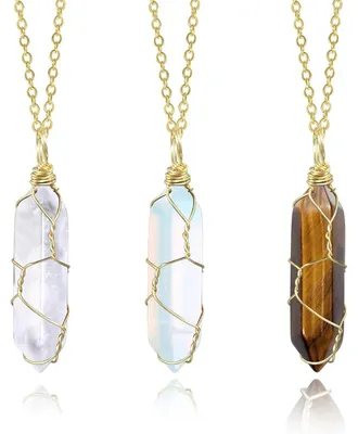 Produktbild von Heilkristall Set 21 Stück mit Chakra Steinen und Halsketten, Klarer Opal Tigerauge