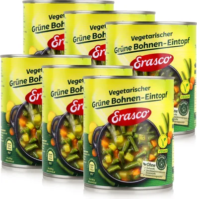 Produktbild von Erasco vegetarischer grüne Bohnen-Eintopf 800g Fertigessen (6er Pack)