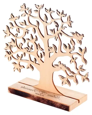 Produktbild von Geldbaum aus Erlenholz mit Gravur zur Hochzeit, Herzen, personalisiertes Geschenk für das Brautpaar, Hochzeitsdeko, Verpackung für Geldgeschenke