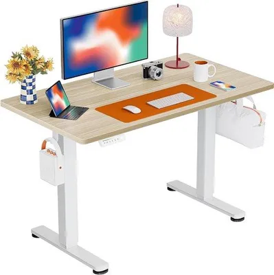 Productafbeelding van Elektrisch Zit-Sta Bureau - Verstelbaar Bureau - Ergonomisch Werken - 4 Geheugenstanden - 100 x 60 cm - Beige
