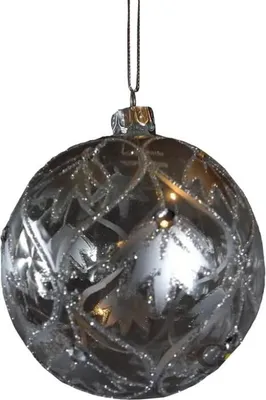 Image de Boule en verre transparent avec décorations et verres argentés